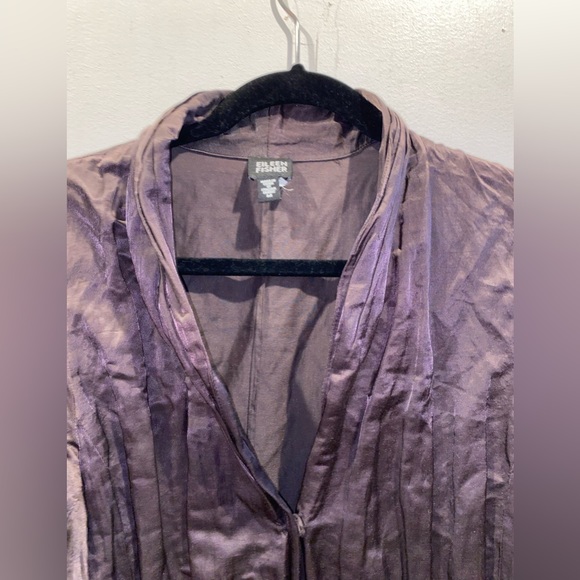 Eileen Fisher Crinkle Metallic Knee-length Coat - Picture 3 of 10